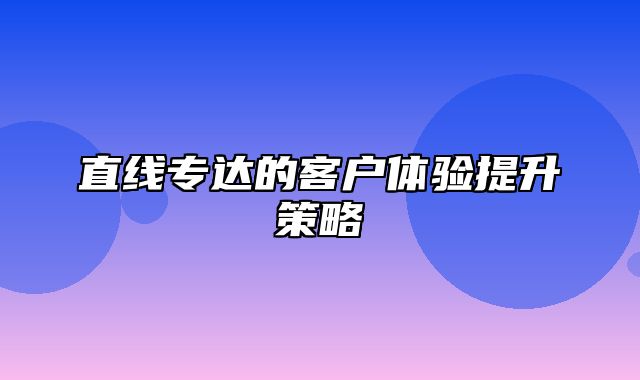 直线专达的客户体验提升策略