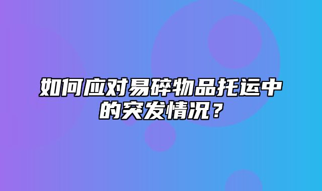 如何应对易碎物品托运中的突发情况？