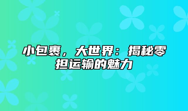 小包裹，大世界：揭秘零担运输的魅力