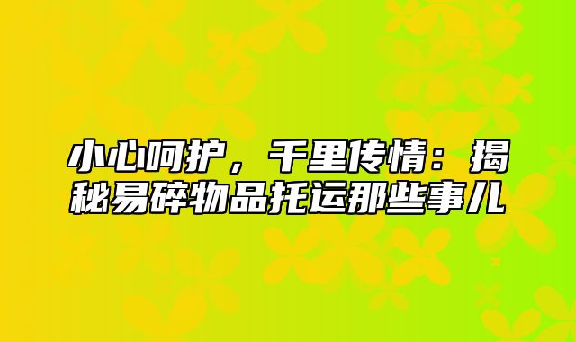 小心呵护，千里传情：揭秘易碎物品托运那些事儿