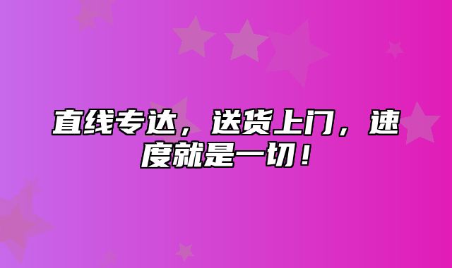 直线专达，送货上门，速度就是一切！