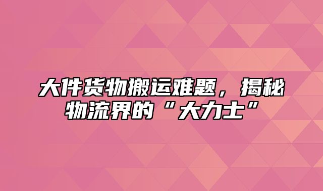 大件货物搬运难题，揭秘物流界的“大力士”