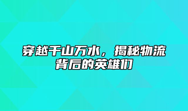 穿越千山万水，揭秘物流背后的英雄们