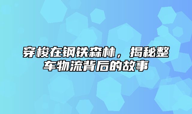 穿梭在钢铁森林，揭秘整车物流背后的故事