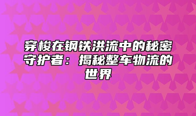 穿梭在钢铁洪流中的秘密守护者：揭秘整车物流的世界