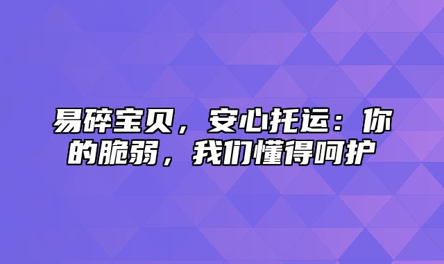 易碎宝贝，安心托运：你的脆弱，我们懂得呵护