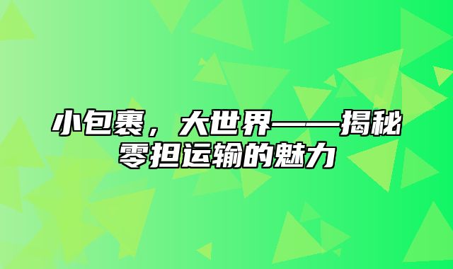 小包裹，大世界——揭秘零担运输的魅力