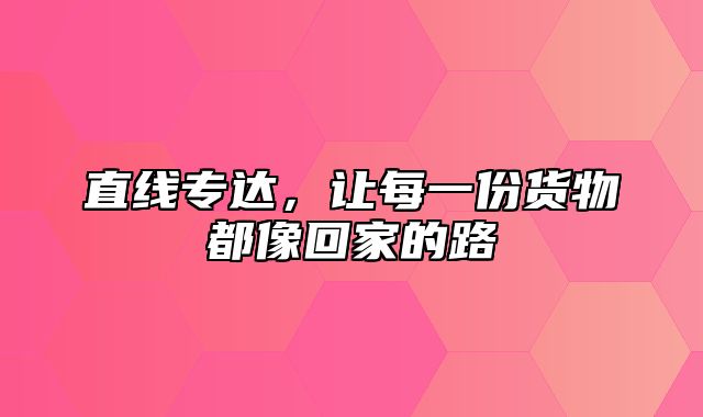 直线专达，让每一份货物都像回家的路