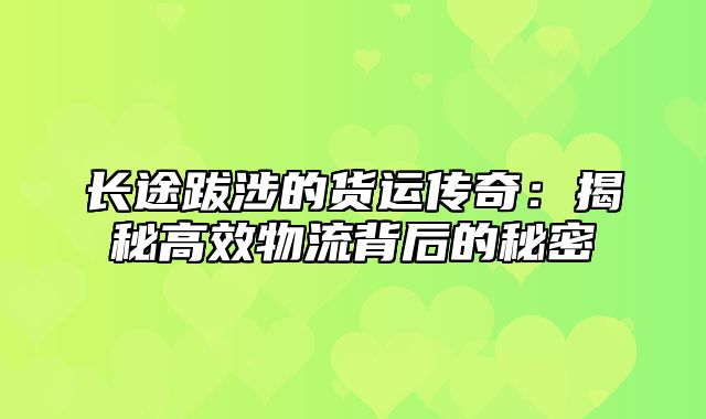 长途跋涉的货运传奇：揭秘高效物流背后的秘密