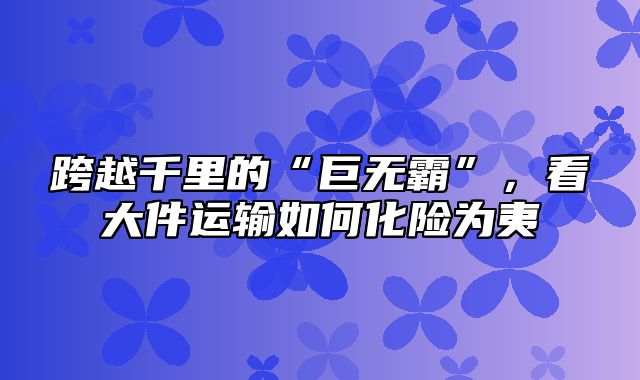 跨越千里的“巨无霸”，看大件运输如何化险为夷