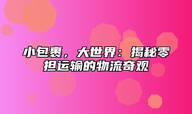 小包裹，大世界：揭秘零担运输的物流奇观