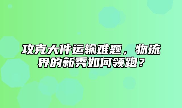 攻克大件运输难题，物流界的新秀如何领跑？