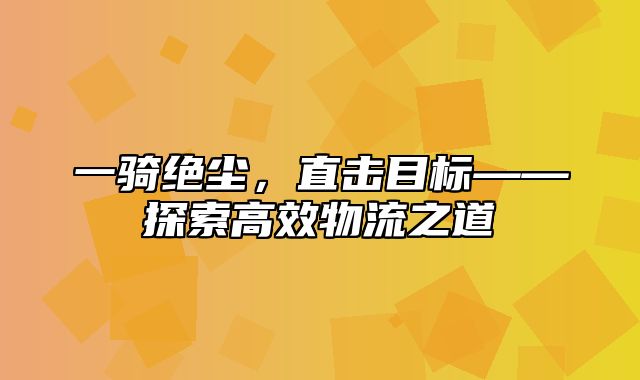 一骑绝尘，直击目标——探索高效物流之道