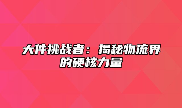 大件挑战者：揭秘物流界的硬核力量