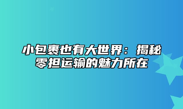 小包裹也有大世界：揭秘零担运输的魅力所在