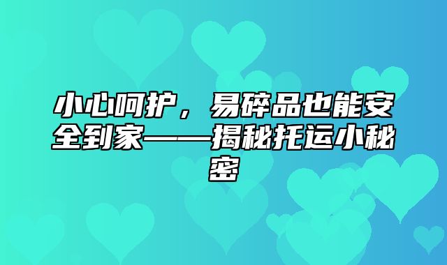 小心呵护，易碎品也能安全到家——揭秘托运小秘密