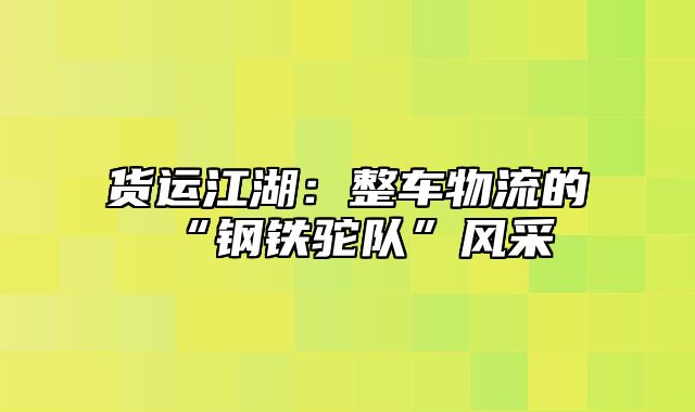 货运江湖：整车物流的“钢铁驼队”风采