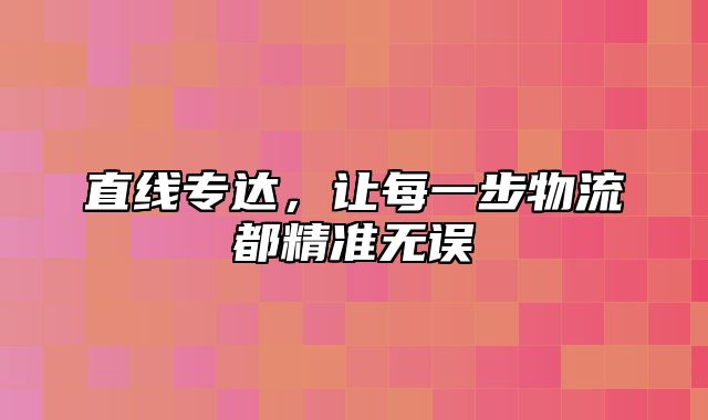 直线专达，让每一步物流都精准无误