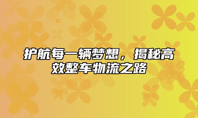 护航每一辆梦想，揭秘高效整车物流之路