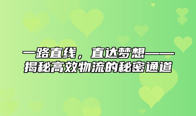 一路直线，直达梦想——揭秘高效物流的秘密通道