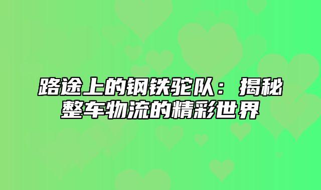 路途上的钢铁驼队：揭秘整车物流的精彩世界