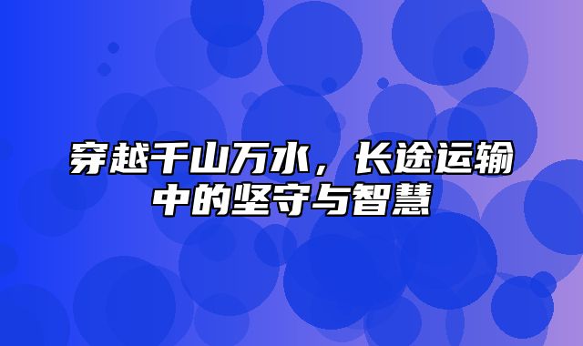 穿越千山万水，长途运输中的坚守与智慧