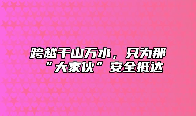 跨越千山万水，只为那“大家伙”安全抵达