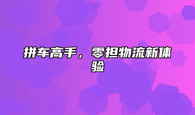 拼车高手，零担物流新体验