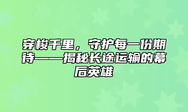 穿梭千里，守护每一份期待——揭秘长途运输的幕后英雄