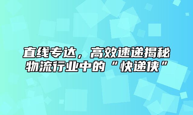 直线专达，高效速递揭秘物流行业中的“快递侠”