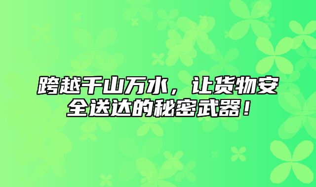 跨越千山万水，让货物安全送达的秘密武器！