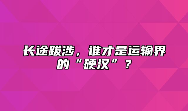 长途跋涉，谁才是运输界的“硬汉”？