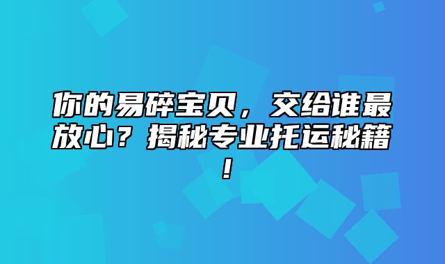 你的易碎宝贝，交给谁最放心？揭秘专业托运秘籍！