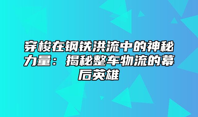 穿梭在钢铁洪流中的神秘力量：揭秘整车物流的幕后英雄