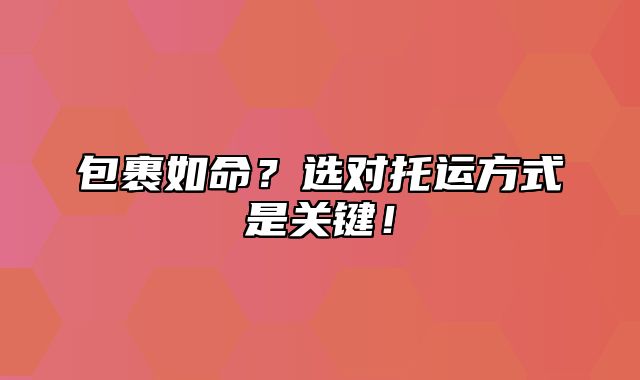 包裹如命？选对托运方式是关键！