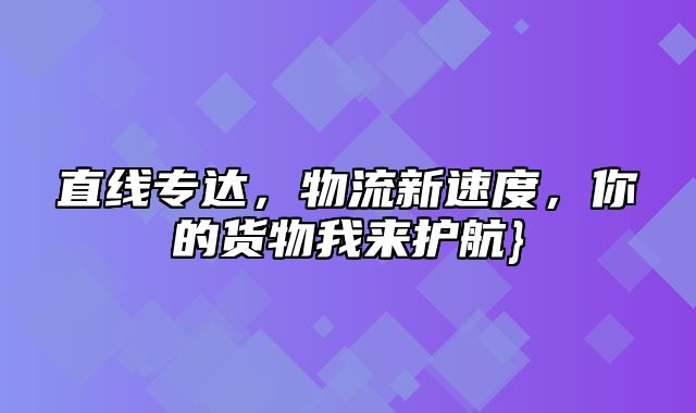 直线专达，物流新速度，你的货物我来护航}