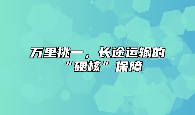 万里挑一，长途运输的“硬核”保障