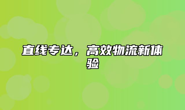 直线专达，高效物流新体验