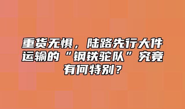 重货无惧，陆路先行大件运输的“钢铁驼队”究竟有何特别？