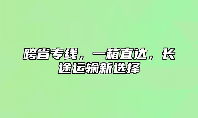 跨省专线，一箱直达，长途运输新选择