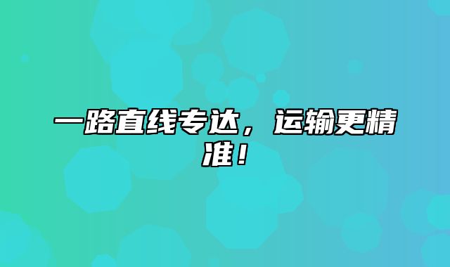 一路直线专达，运输更精准！