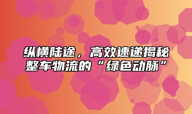 纵横陆途，高效速递揭秘整车物流的“绿色动脉”