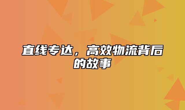 直线专达，高效物流背后的故事