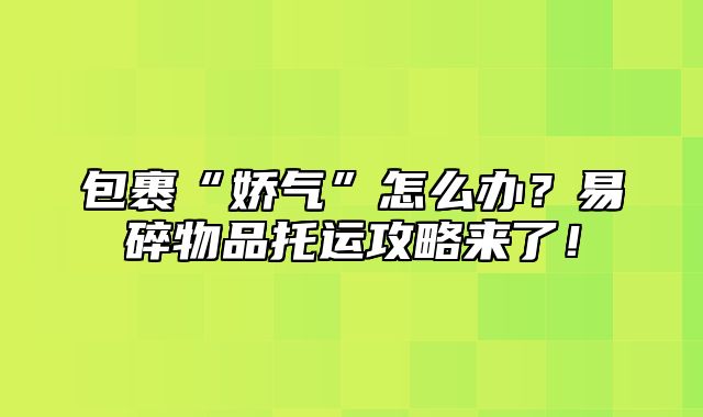 包裹“娇气”怎么办？易碎物品托运攻略来了！