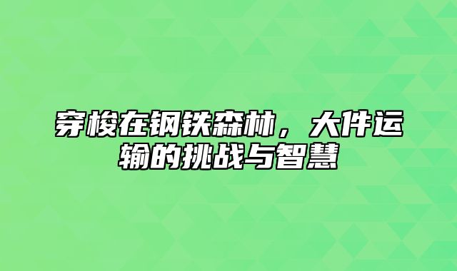 穿梭在钢铁森林，大件运输的挑战与智慧