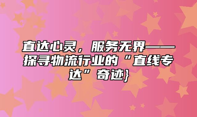 直达心灵，服务无界——探寻物流行业的“直线专达”奇迹}