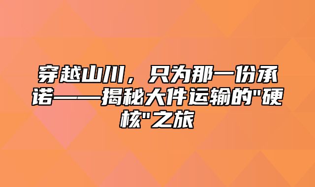 穿越山川，只为那一份承诺——揭秘大件运输的