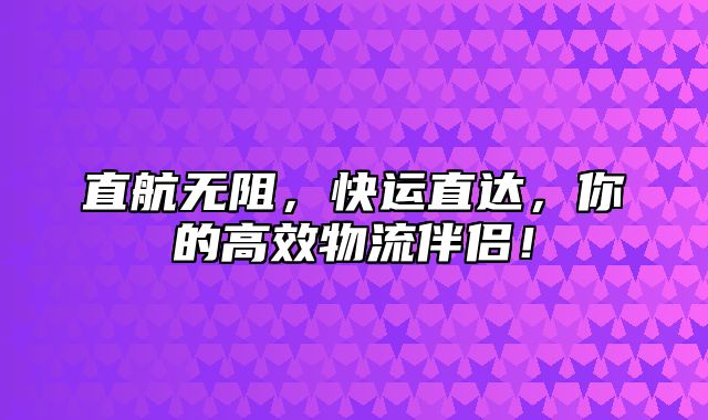 直航无阻，快运直达，你的高效物流伴侣！