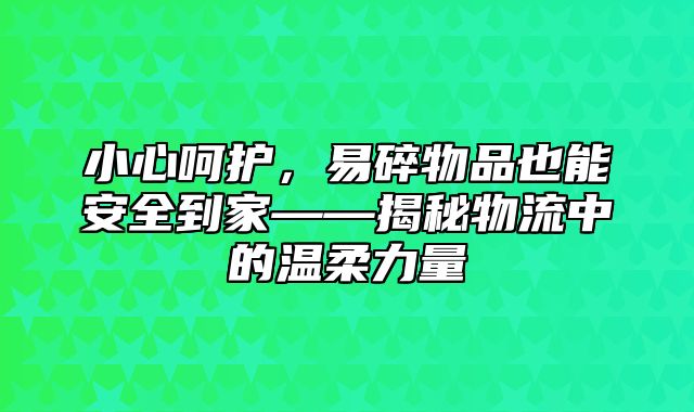 小心呵护，易碎物品也能安全到家——揭秘物流中的温柔力量