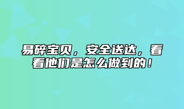 易碎宝贝，安全送达，看看他们是怎么做到的！